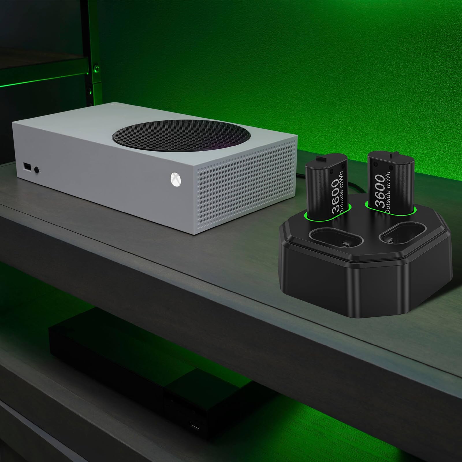 Confezione da 4 batterie ricaricabili per controller Xbox, dock di ricarica con 4 batterie NiMH da 3600 mWh per controller wireless Xbox One/Xbox Series X|S, Xbox One S/X/Elite