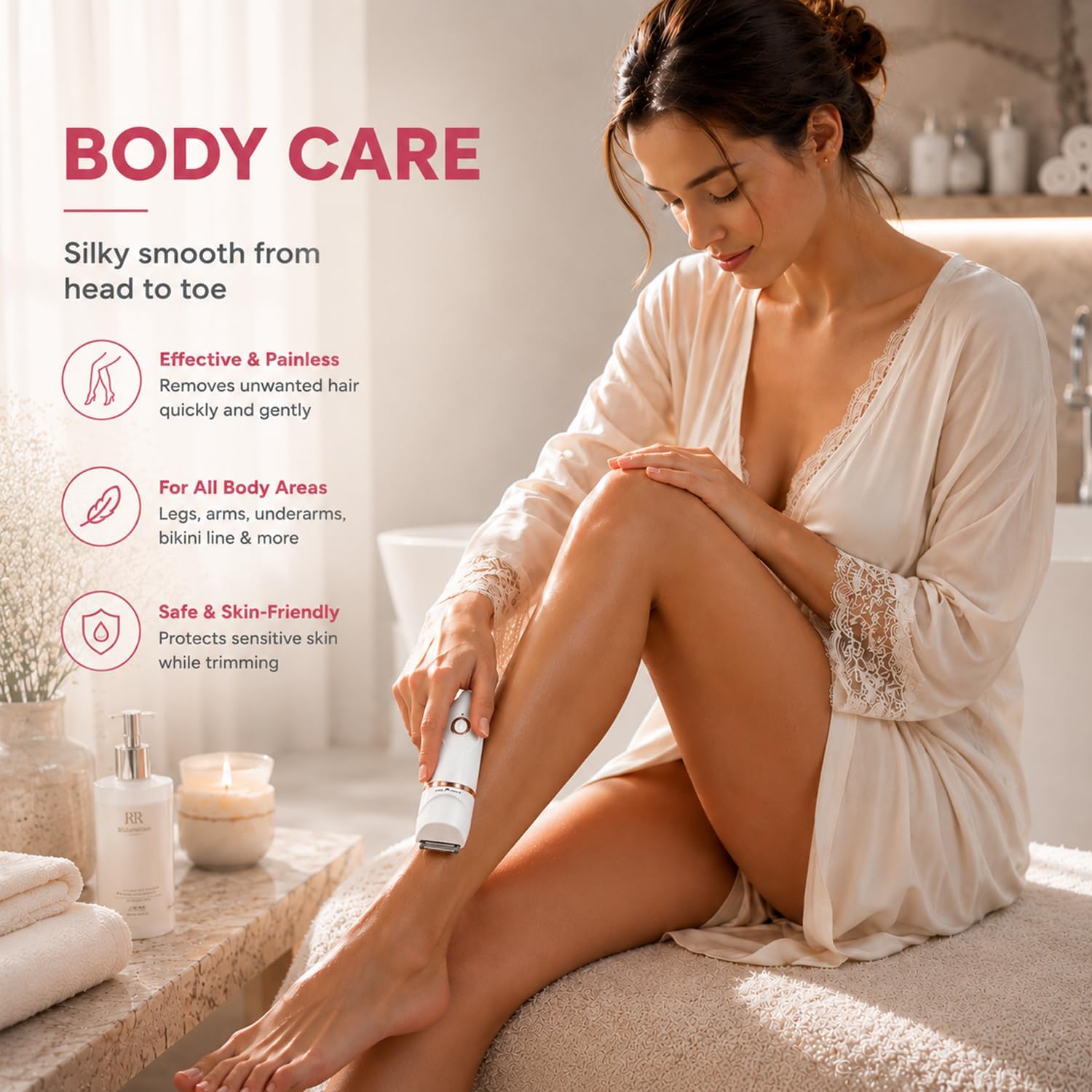 Depiladora facial para mujer, afeitadora corporal 7 en 1 sin dolor y depiladora facial, depilación facial, kit de depilación recargable para rostro, piernas, bikini, axila (4 V)