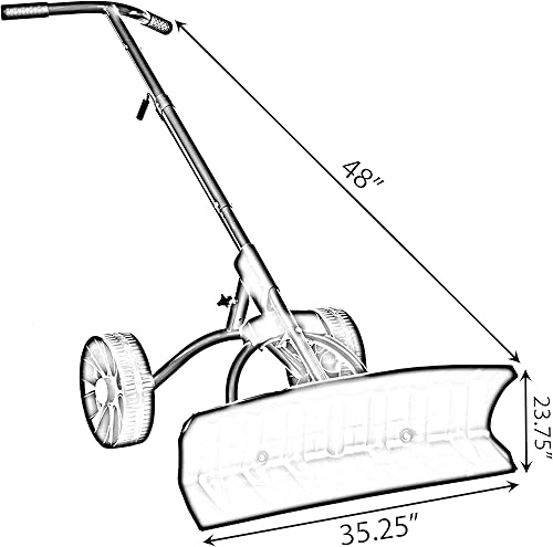 Miniatura 4 de Gardenised Pala de nieve extra ancha de 36 pulgadas con ruedas grandes y resistentes, resistente, color negro