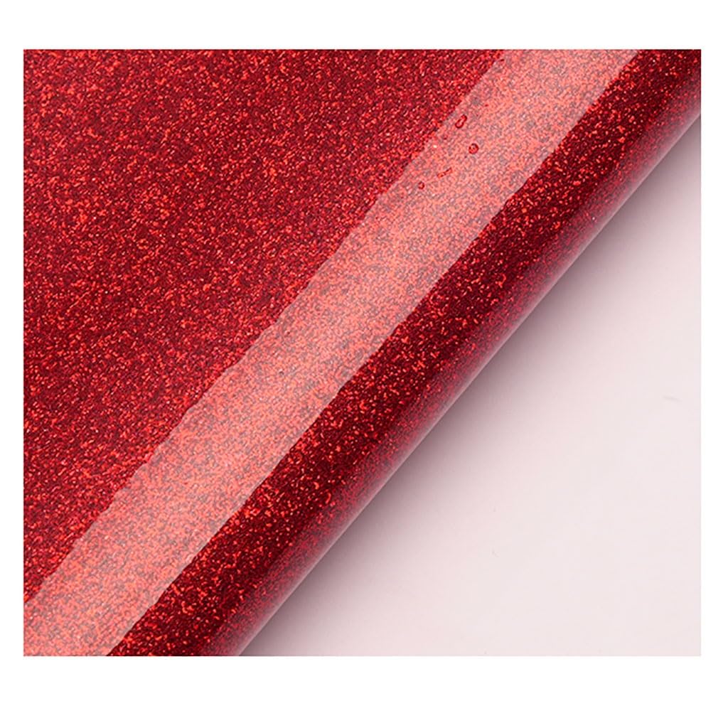 Glänzende Kunstleder-Rolle, 100 x 138 cm, verspiegelter Glitzer, Kunstleder, für Schleifen, Ohrringe, DIY-Nähprojekte(Red,1.38X3m)