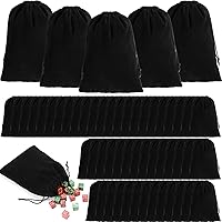 100 Pack Black Velvet Drawstring Jewelry Pouches 4x6 Inch - Small Gift Bags for Earrings, Watches, Wedding Party Favors by Locmeo