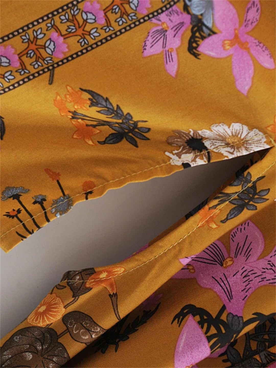 Disimlarl Kimono da donna con stampa floreale, maniche a pipistrello, stile bohémien, scollo a V, fascia per bikini