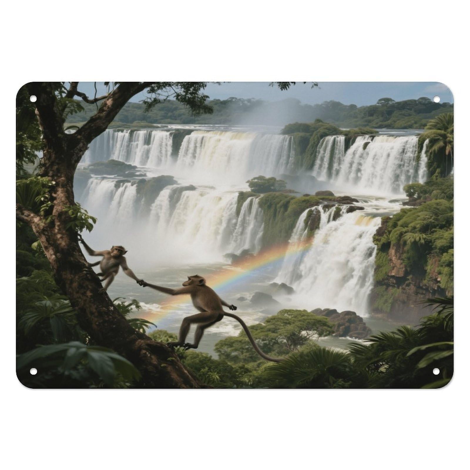 Fekiloot Style Iguazu Falls Rainforest Wall Decor Iron Painting Metal Sign