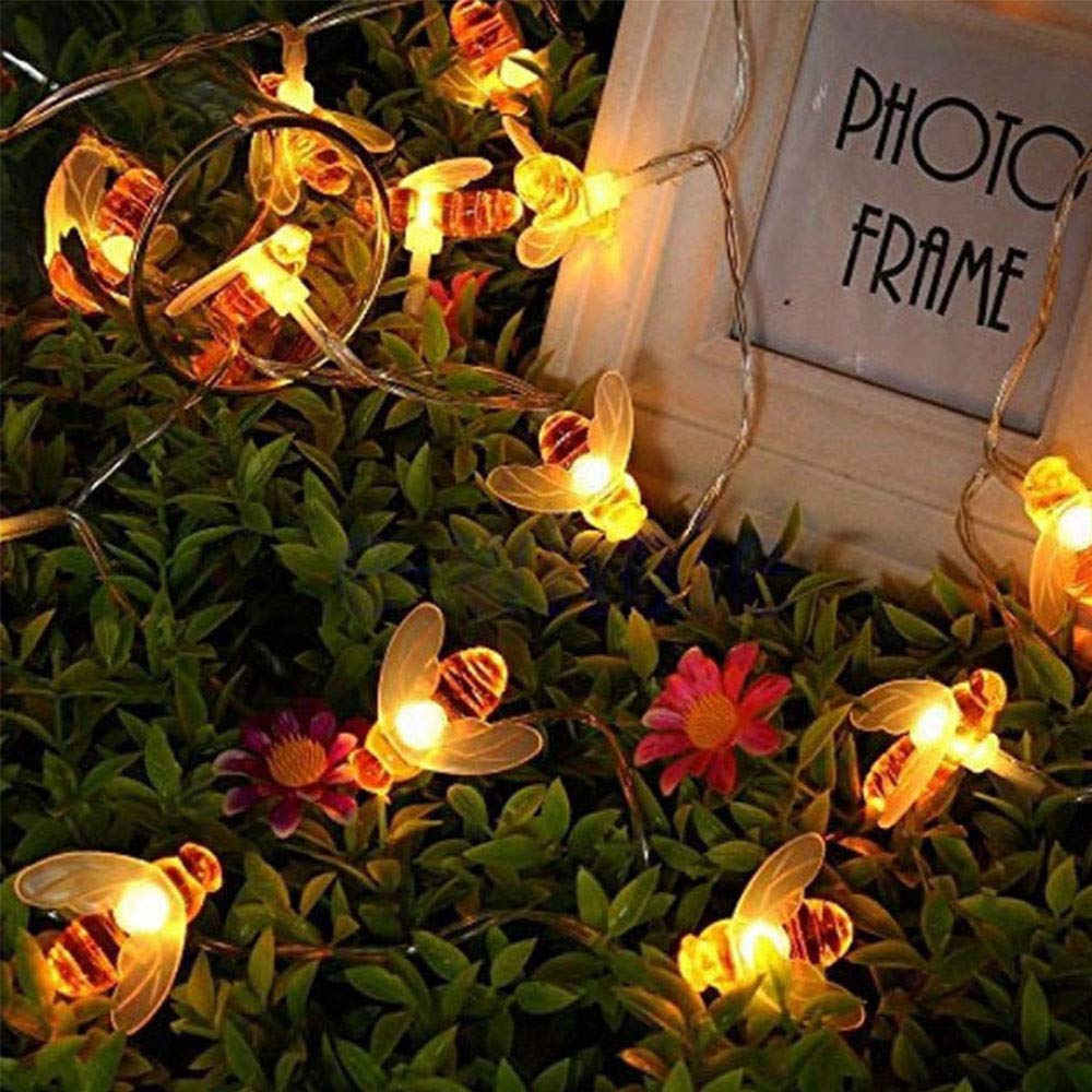 Solar Power Energy Bee String Light Honey Bee Fairy String Lights Waterproof Outdoor/Indoor Garden Lighting(5M)