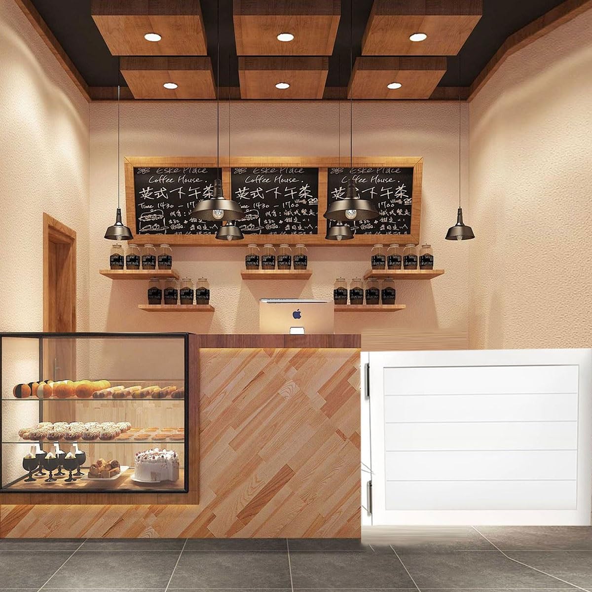 Porta a Battente in Legno, Porta da Saloon oscillante, Singola Porte Battente Interne Porte a Mezza Vita per Bar, Giardino e salotti, con Chiusura Automatica(White,30.7"x39.4"(78x100cm))