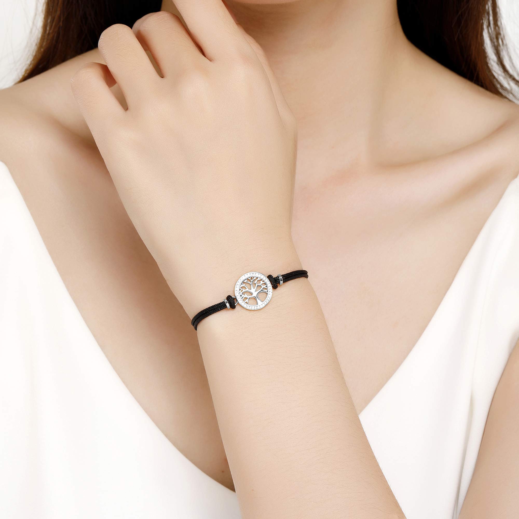 Jrêveinfini Lebensbaum Armband Silber 925 Damen Mädchen, Personalisierte Geschenke für Frauen Mama Mädchen mit Geschenkbox, Verstellbar 14+9 cm