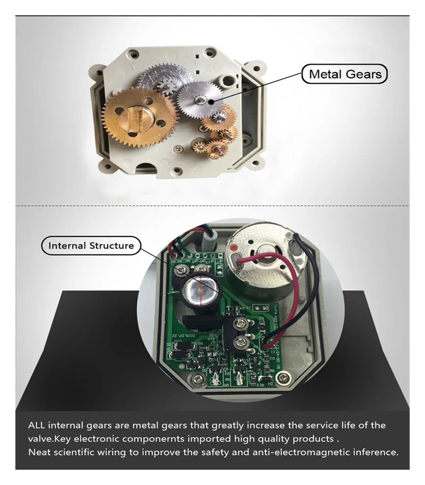Válvula motorizada eléctrica de latón 2 vías, 1/4'', con Engranajes metálicos, indicador posición y señal retroalimentación, 12 V/24 V CC, IP67(Dc12-cr201,DN8 B/S/P Thread)