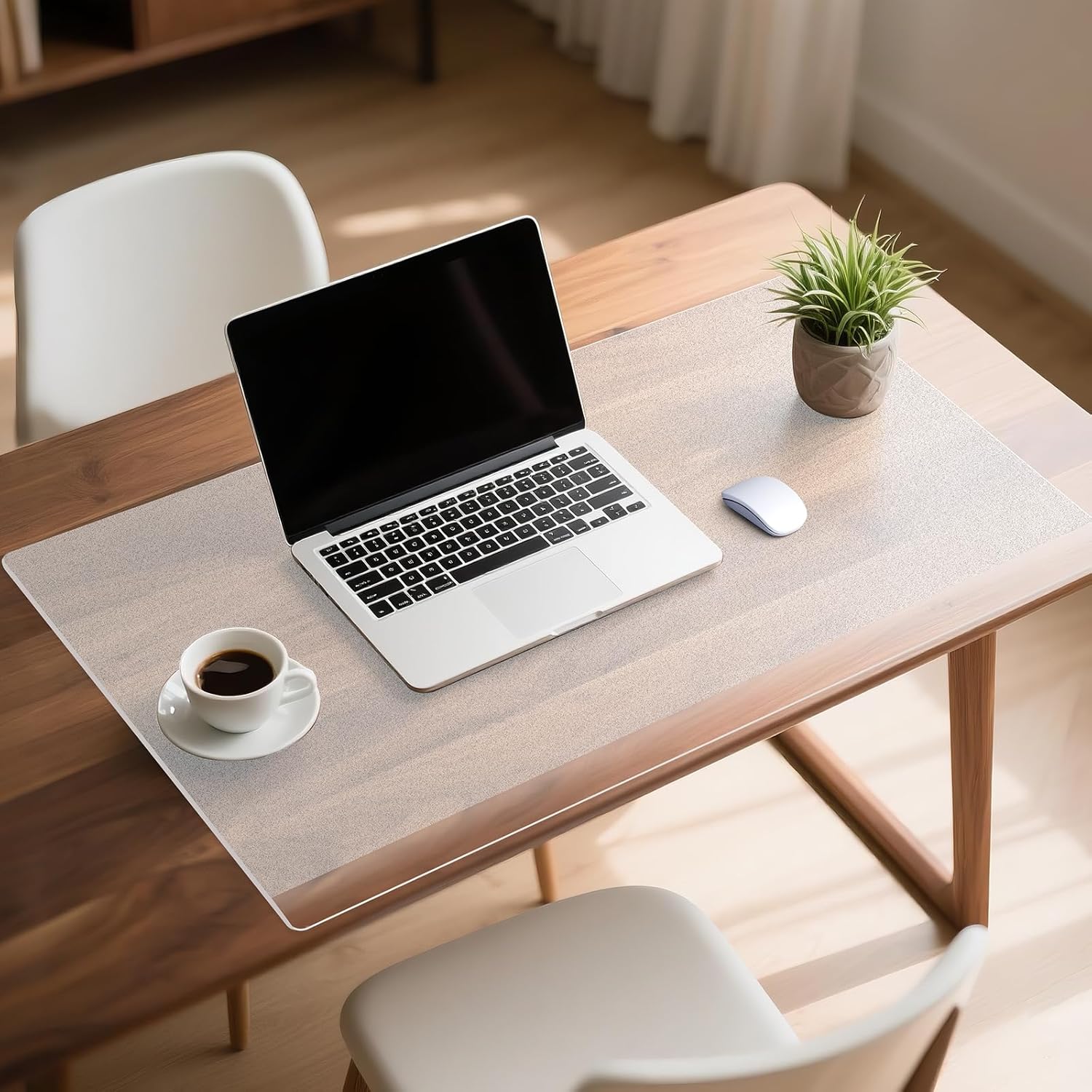 Tempered Glass Desk Pad with Beveled Edge, 32" x 20" Frosted Glass Office Desk Pad for Keyboard and Computer Monitor, Desk Mat for Desktop Dry Erase