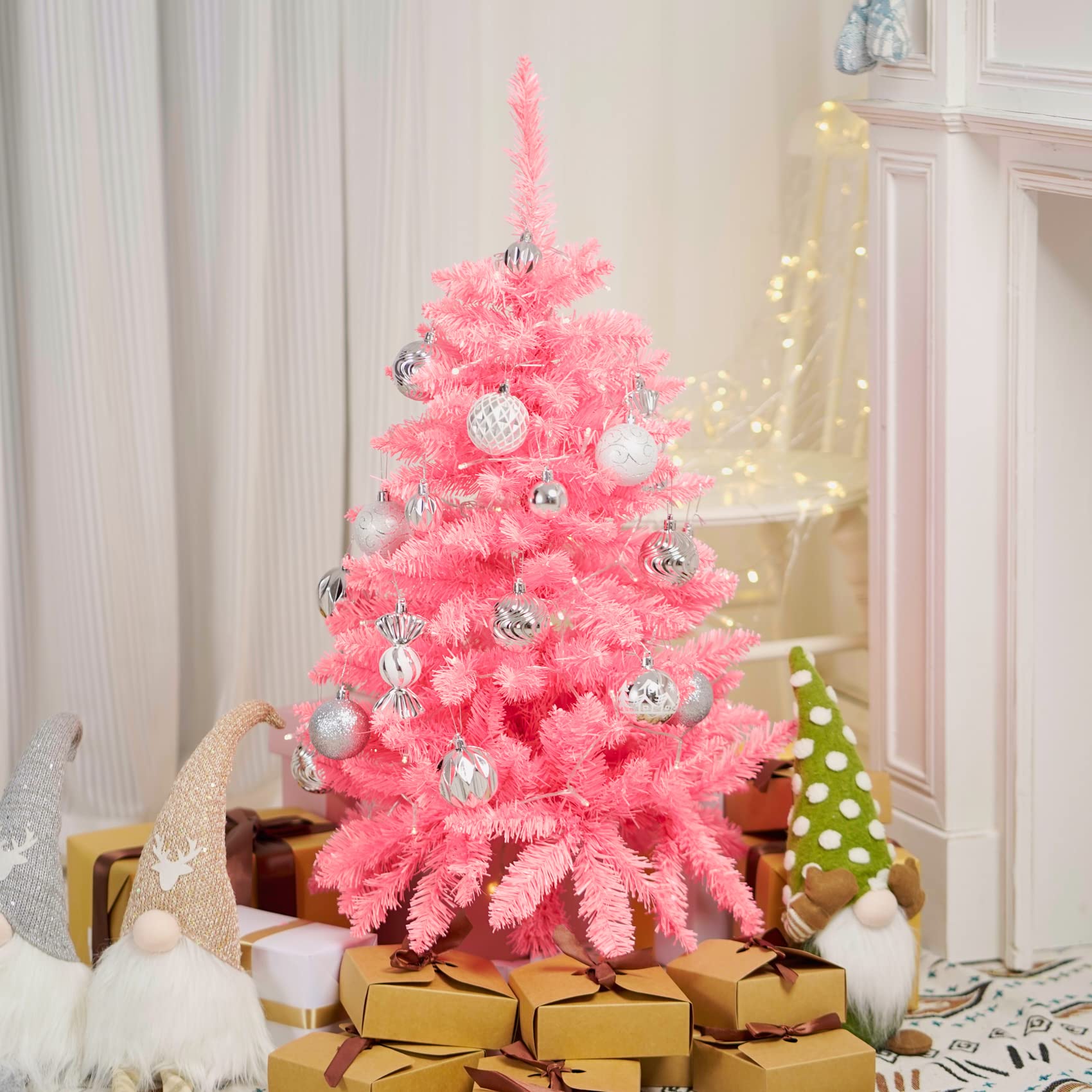 Small Christmas Tree 4FT Artificial Mini Xmas Tree for Christmas Holiday Decor,Hot Pink