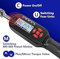 Vista 3 de Llave dinamométrica digital de 1/4 pulgadas, 1.1-22.1 pies/1.5-30 Nm, llave dinamométrica electrónica de bicicleta de ±2% de precisión con valor