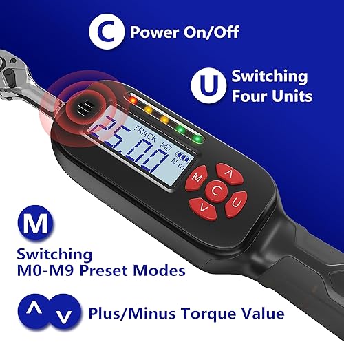 Miniatura 3 de Llave dinamométrica digital de 14 pulgadas, 1.1-22.1 pies1.5-30 Nm, llave dinamométrica electrónica de bicicleta de 2% de precisión con valor
