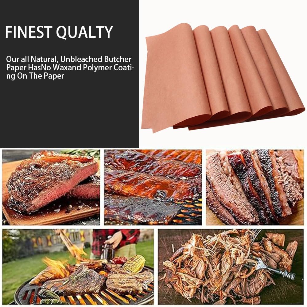 Metzgerpapier Pink, Butcher Paper BBQ Kraftpapier Rolle Food Grade Kraft Paper für Grill, Fischfleisch,perfektes Kochen von saftigem- 30 cm x 10 m Rolle