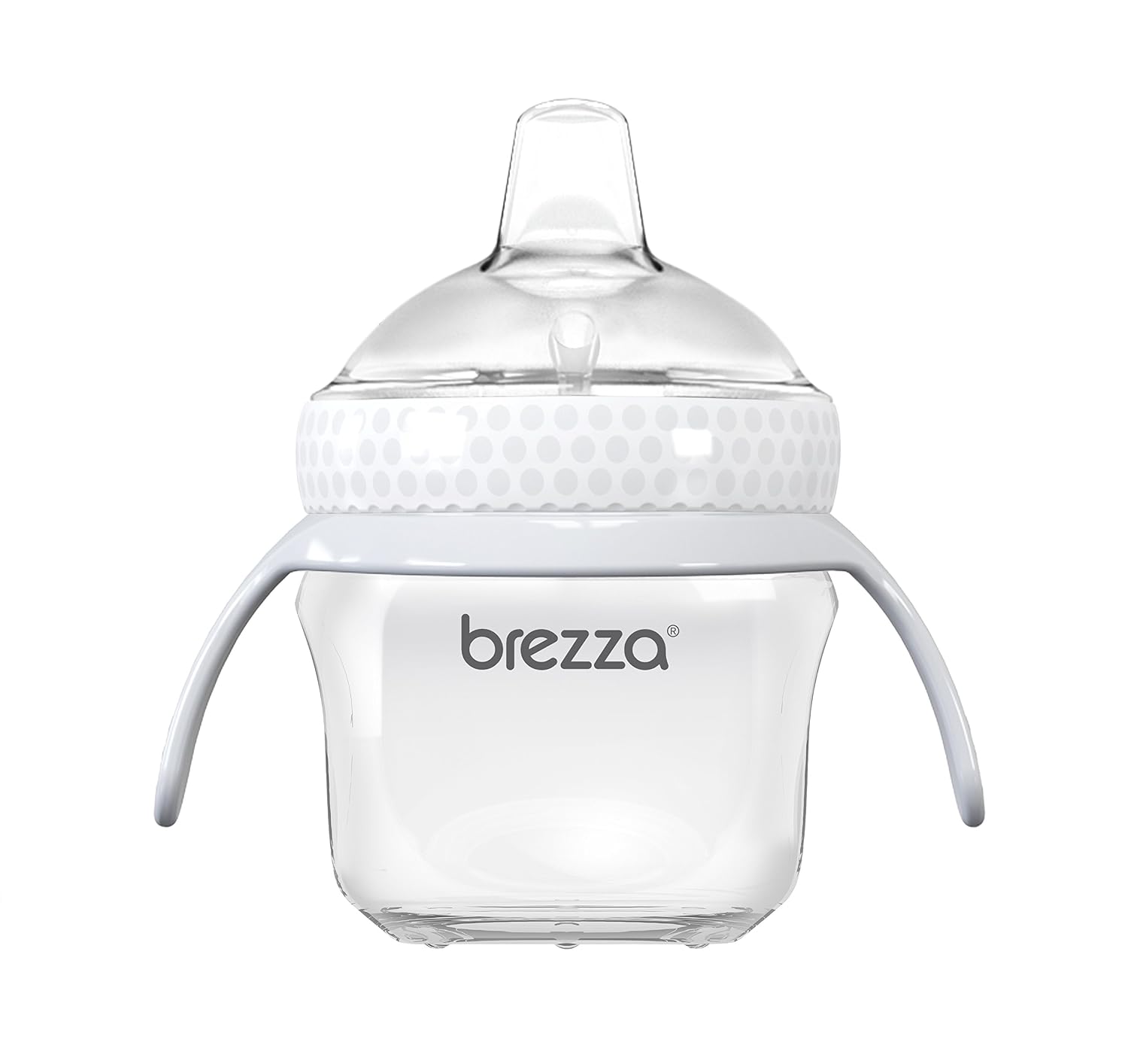 Baby Brezza Transition Sippy Cup with Handles - Leak & Spill Proof - Soft Silicone Spout, BPA Free, Wide Mouth for Easy Cleaning - Great Transitional Cup for Infants and Toddlers – 5 Ounce - White