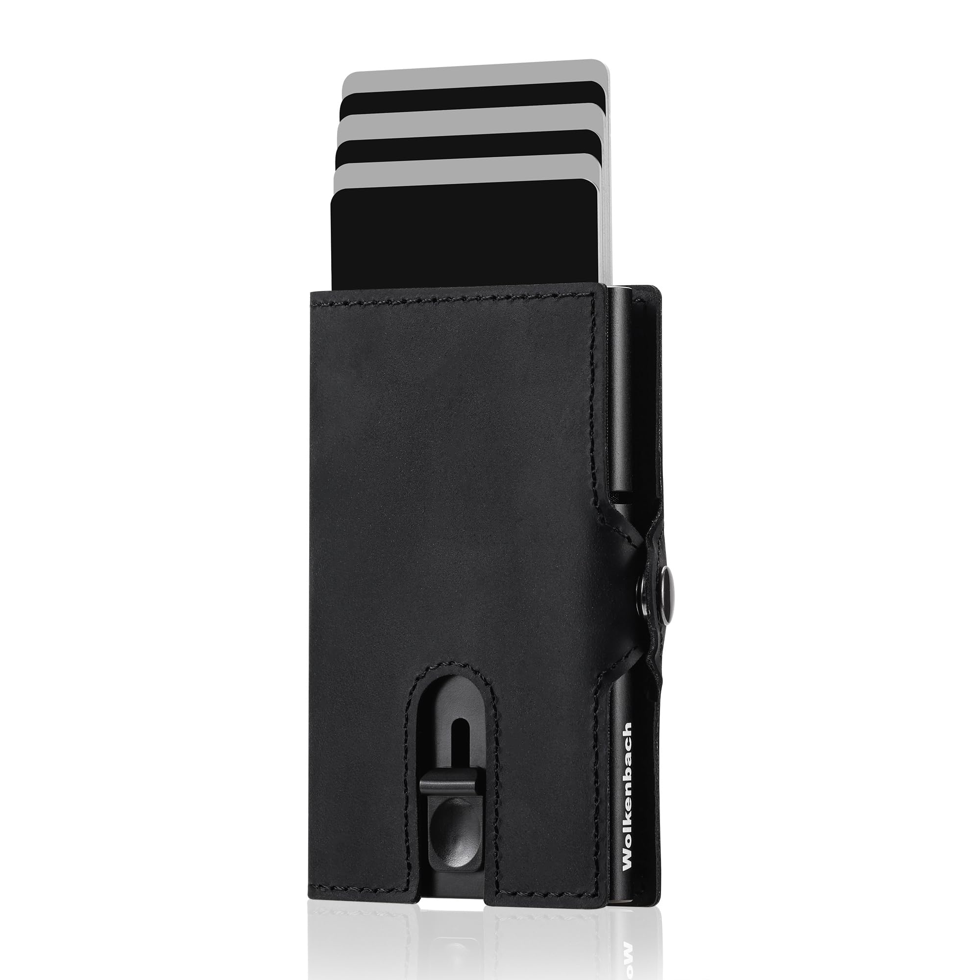 Wolkenbach Kartenetui aus Leder mit Münzfach | Herren Kreditkartenetui Geldklammer | Kreditkarten Etuis | Geldbörse Slim Wallet Portmonee | Echt-Leder Geldbeutel RFID Schutz