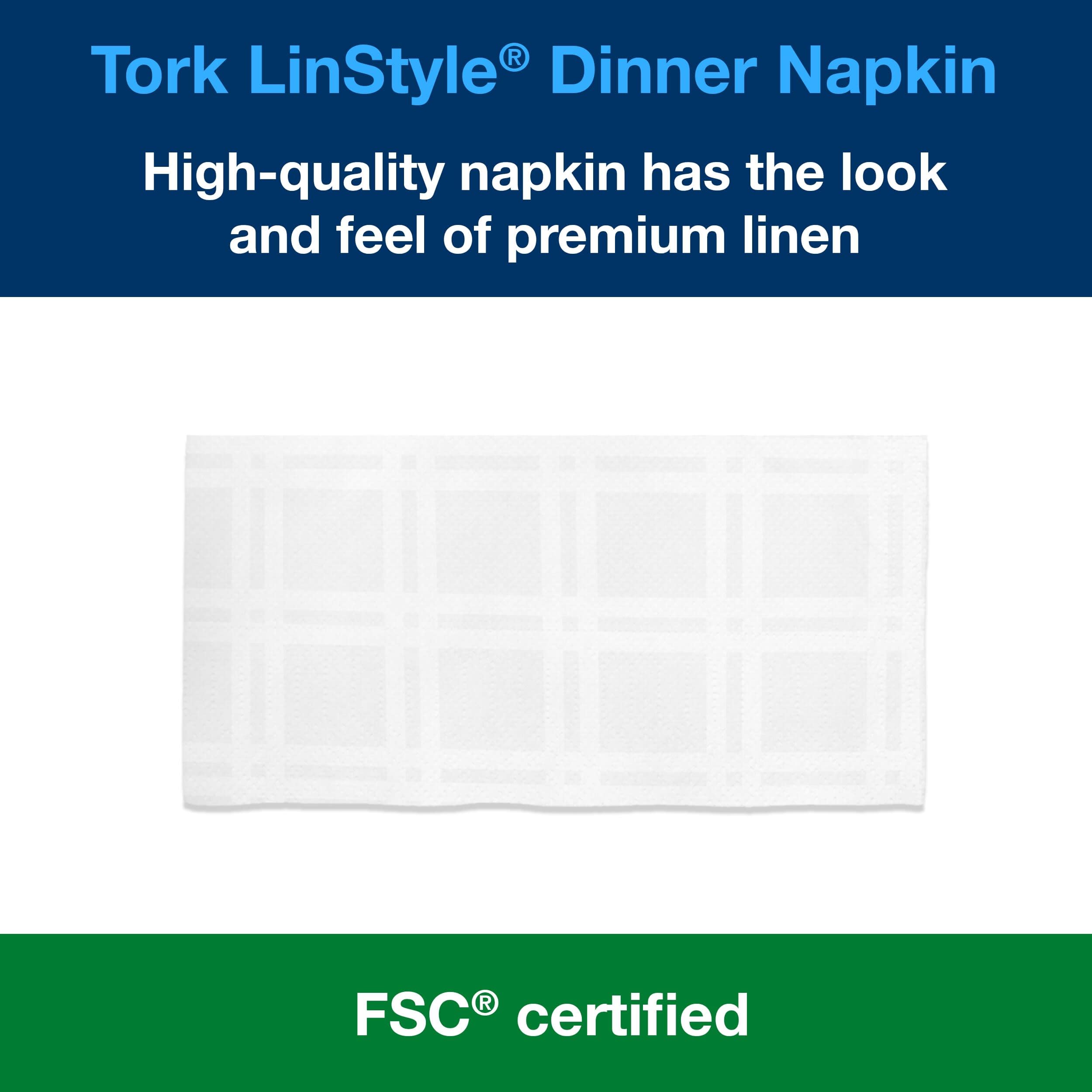 Tork Servilleta Dinner Blanca LinStyle, 1/4 pliegue, 19.5 x 19.5 cm, 14 x 50 servilletas, 509410