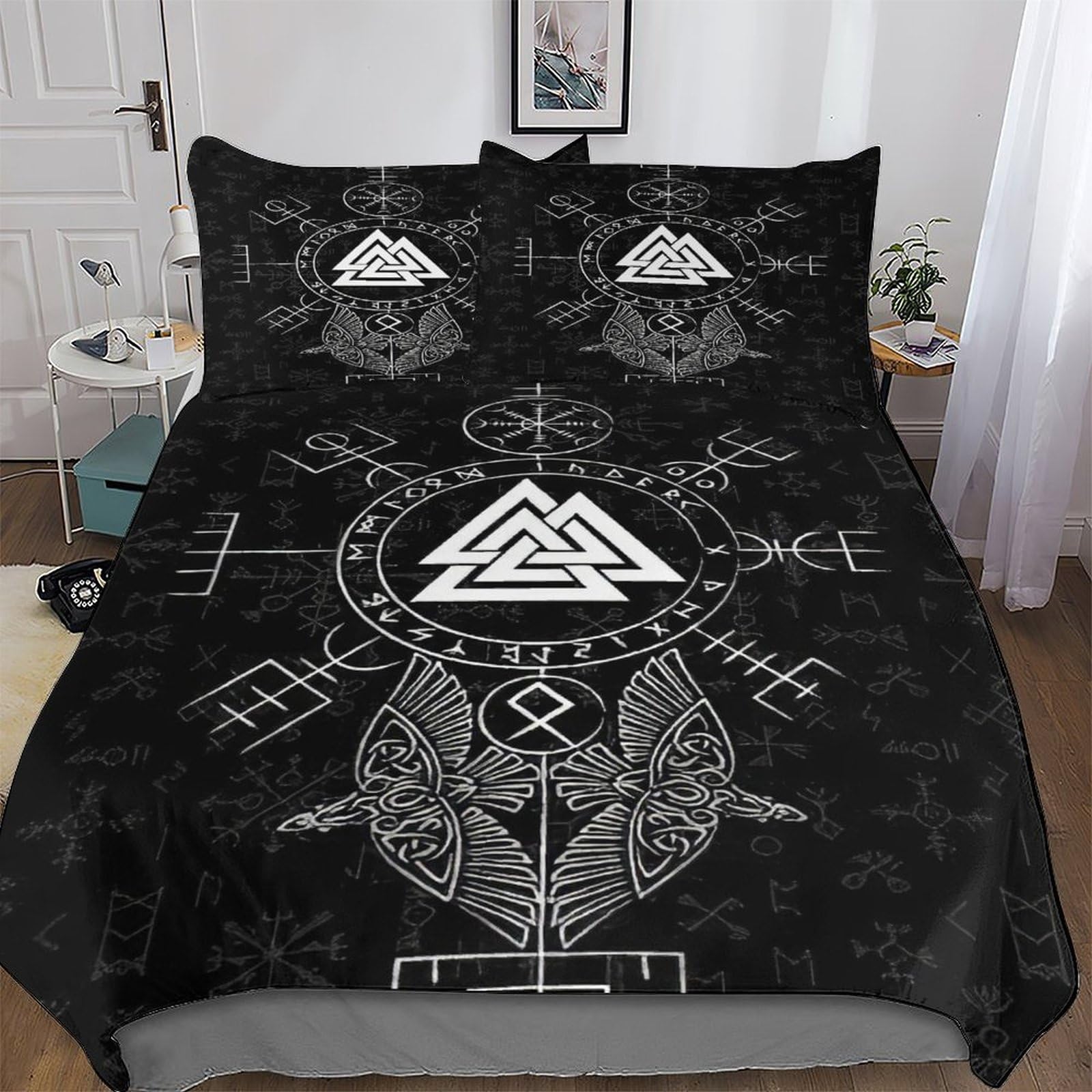 AASWDFR Viking Myth Bedding Quilt Cover 3 Pieces Sets Soft Duvet Cover Comfortable Duvet Cover with Pillowcases For Boys Girls Double (200x200cm)