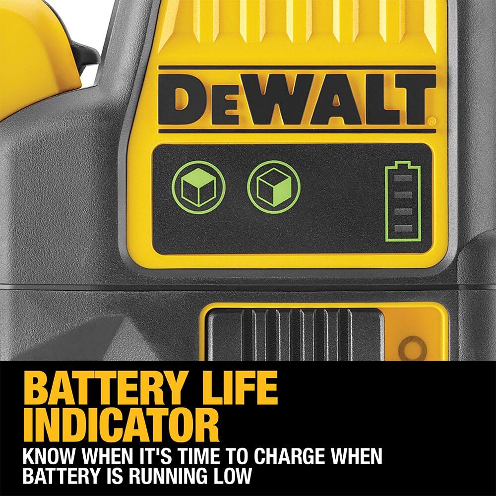 DEWALT DCE0811D1G-QW - Nivel Láser Autonivelante Verde, 2 Líneas 360°, Batería Li-Ion 2Ah XR 12V, Resistente IP65, Test de Caída 2m, Proyección Horizontal y Vertical, Incluye Pack de Batería 12V