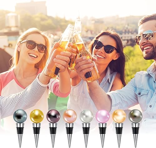 Miniatura 7 de Honeydak Tapón de botella de metal de 16 piezas, kit de tapón de botella de vino de acero inoxidable en blanco, reutilizable, para guardar vino,