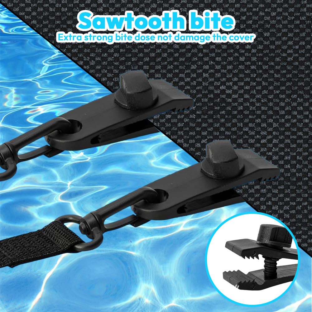 Enrollador solar para piscina, sistema de enrollado para láminas de piscina, incluye 8 bandas de sujeción y grapas, rodillo de piscina para cubierta solar, enrollador de lona de piscina