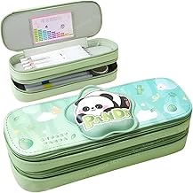 Negro Double Layer 3D Cute Pencil Case Multi-Functional Stationery Organizer for School Large Capacity Pen Pencil Pouch Aesthetic Pencil Case for Student Pen Bag, Pencil Pouch for Student (Pista)