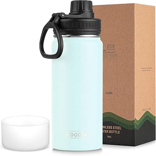 Miniatura 56 de koodee Insulated Water Bottle, 32 oz Stainless Steel Double Wall Vacuum Wide Mouth Sport Bottle with Leakproof Spout Lid (Navy) marino,Manzana Verde