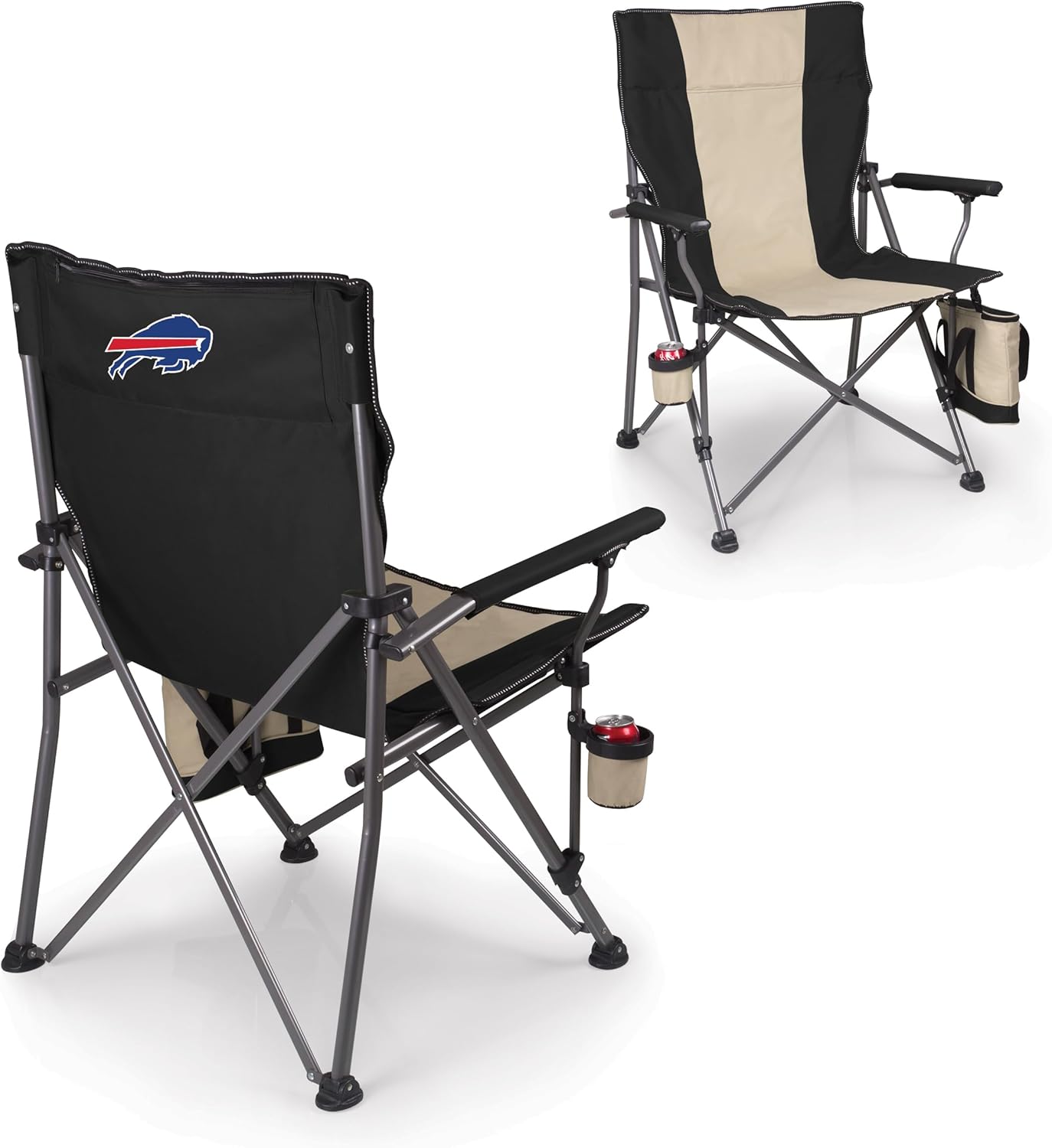 Picnic TIME NFL Buffalo Bills Big Bear XXL Camp Chair with Cooler, Heavy Duty Beach Chair, 500 lb Capacity Camping Chair with Carry Bag, (Black)