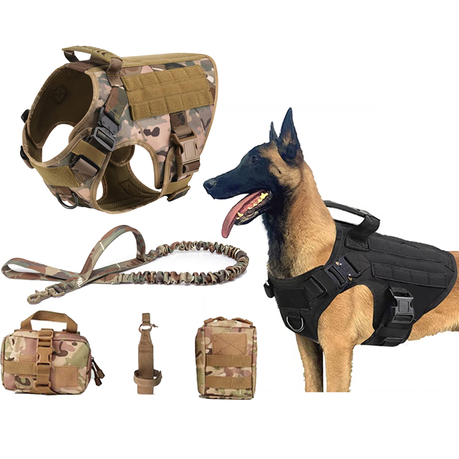 K9 - Pettorina tattica per cani militari, gilet in nylon per cani da esercito, imbracatura per cani da caccia e da addestramento, attrezzatura tattica per cani di taglia media e grande