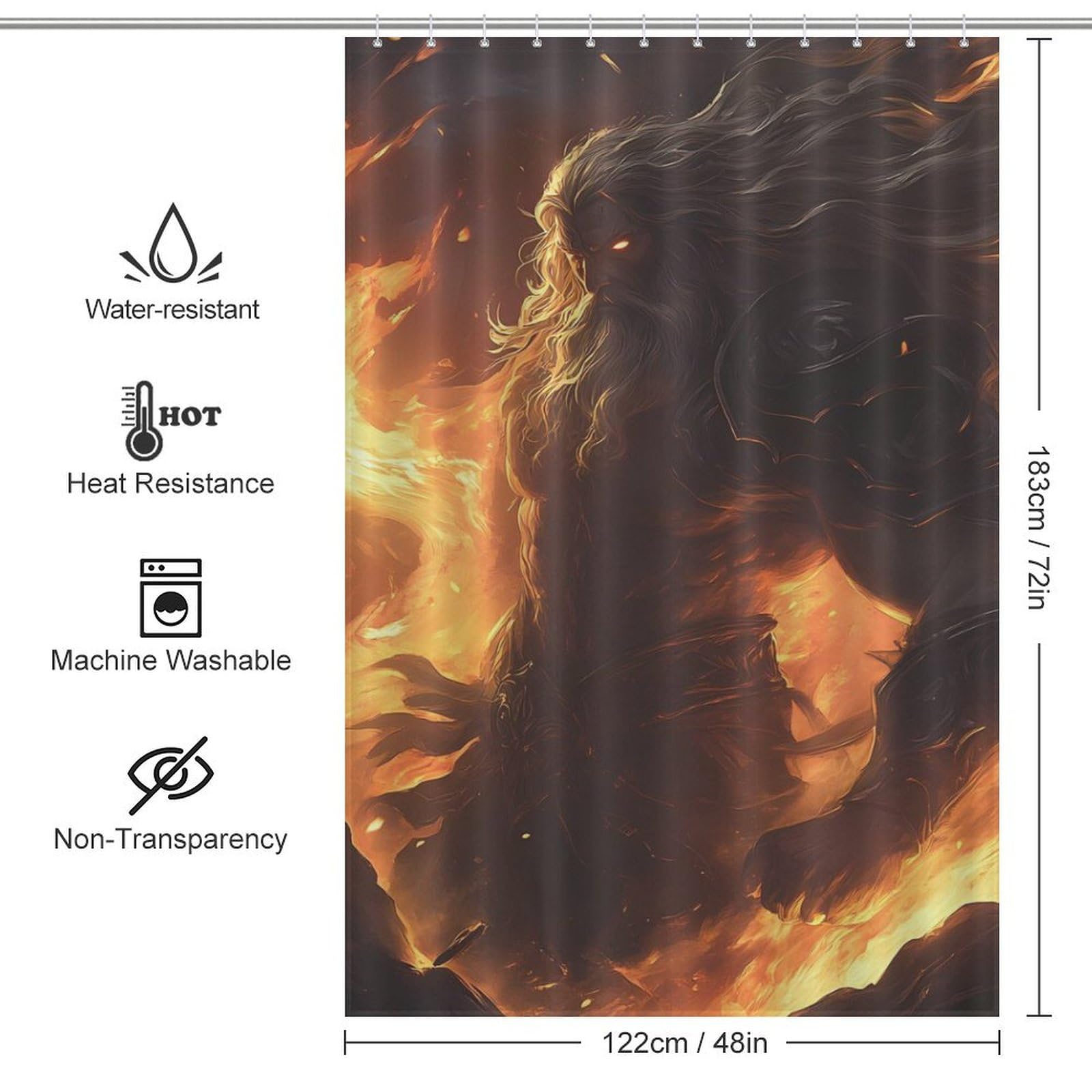 Zeus Greek Mythology Print Shower Curtain Bath Curtains for Bathroom Fabric Liner with Grommets Hooks 48x72Inch?122x183cm?
