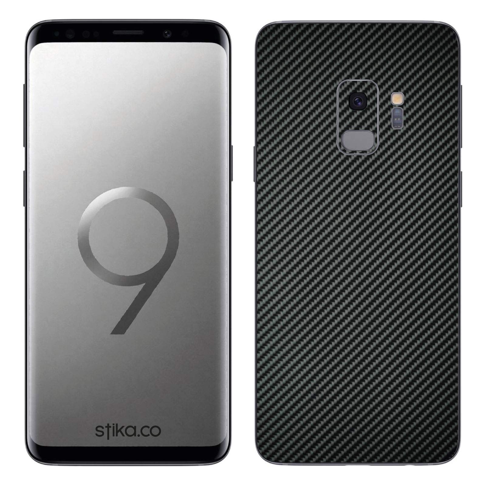 stika.co Samsung Galaxy S9 Textured Black Carbon Fibre Skin Sticker Self-adhesive Vinyl, Back Only