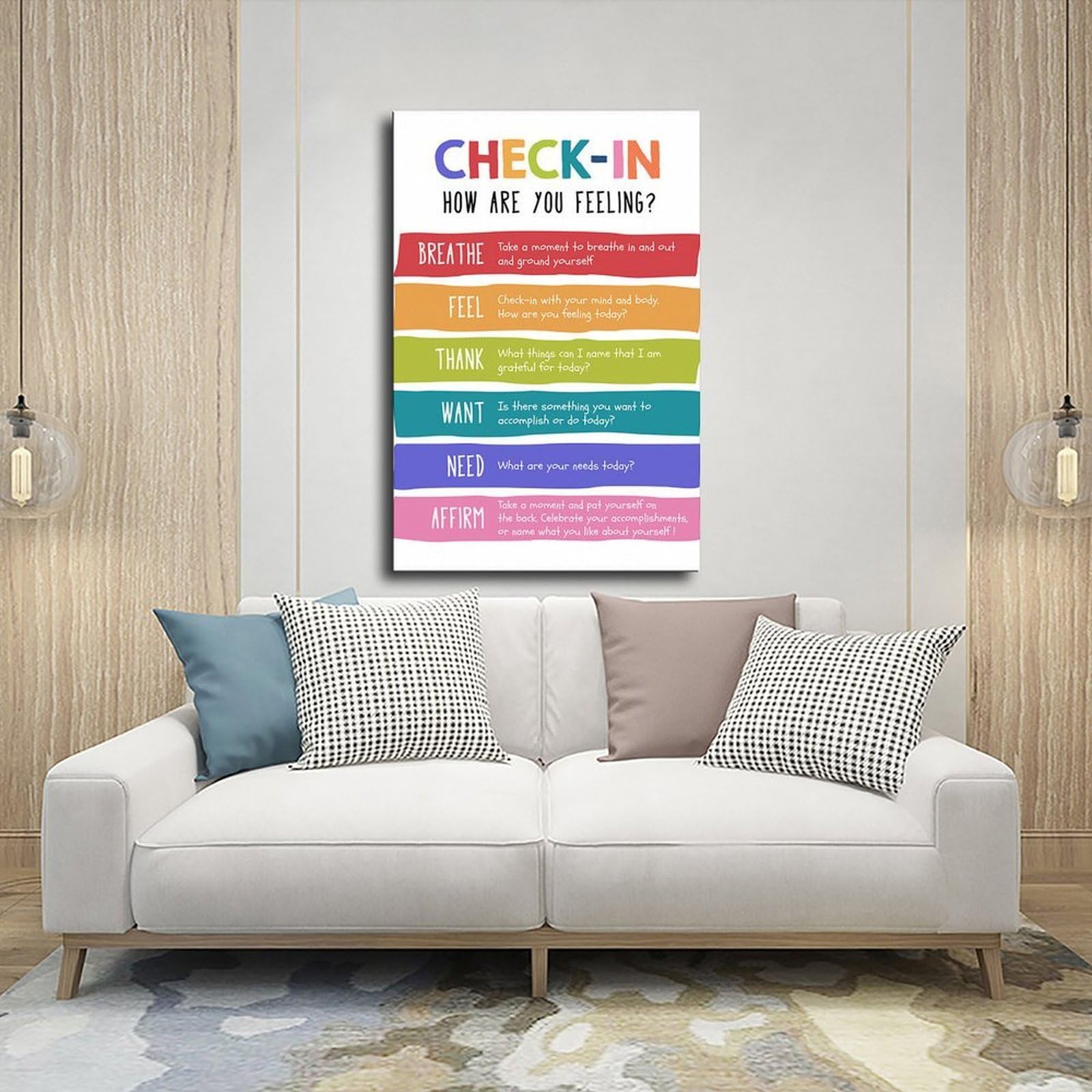 LNYLSJ Poster di salute mentale del controllo emotivo, poster d'arte di affermazione quotidiana | Tela per soggiorno, camera da letto, casa, ufficio, stampa regalo, stile cornice, 50,8 cm di lunghezza x 76,2 cm di larghezza