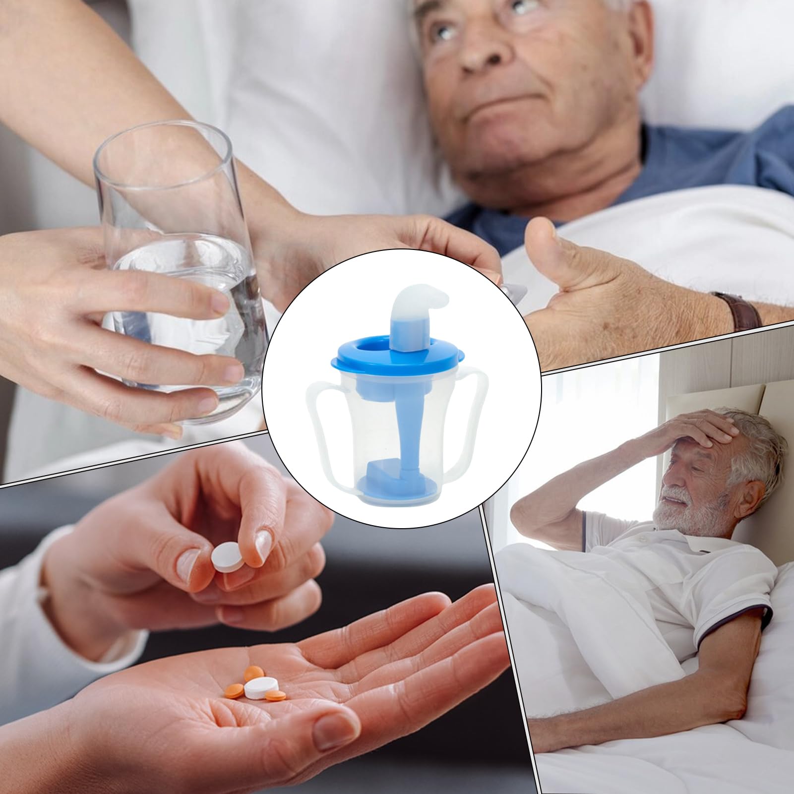 Borraccia regolabile per disfagia, bottiglia d'acqua con cannuccia, a prova di soffocamento, a prova di fuoriuscite, per ospedale, casa, letto, viaggi, pazienti, bambini, adulti, anziani