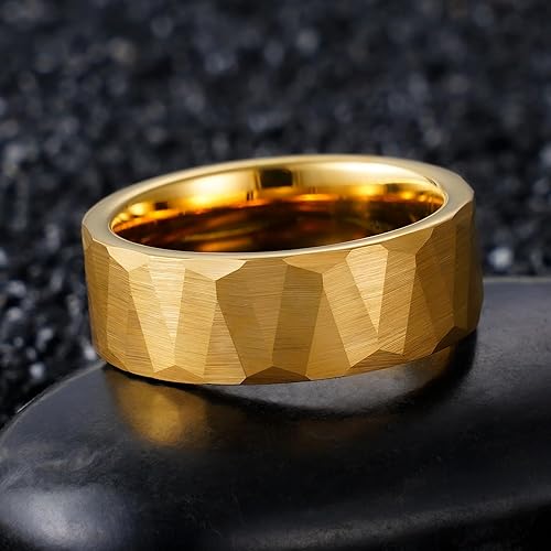 Miniatura 4 de Anillos de tungsteno de 2468 mm para hombre y mujer, joyería de moda para pareja, anillo de promesa, compromiso y boda, negroplataoro, martilleado,