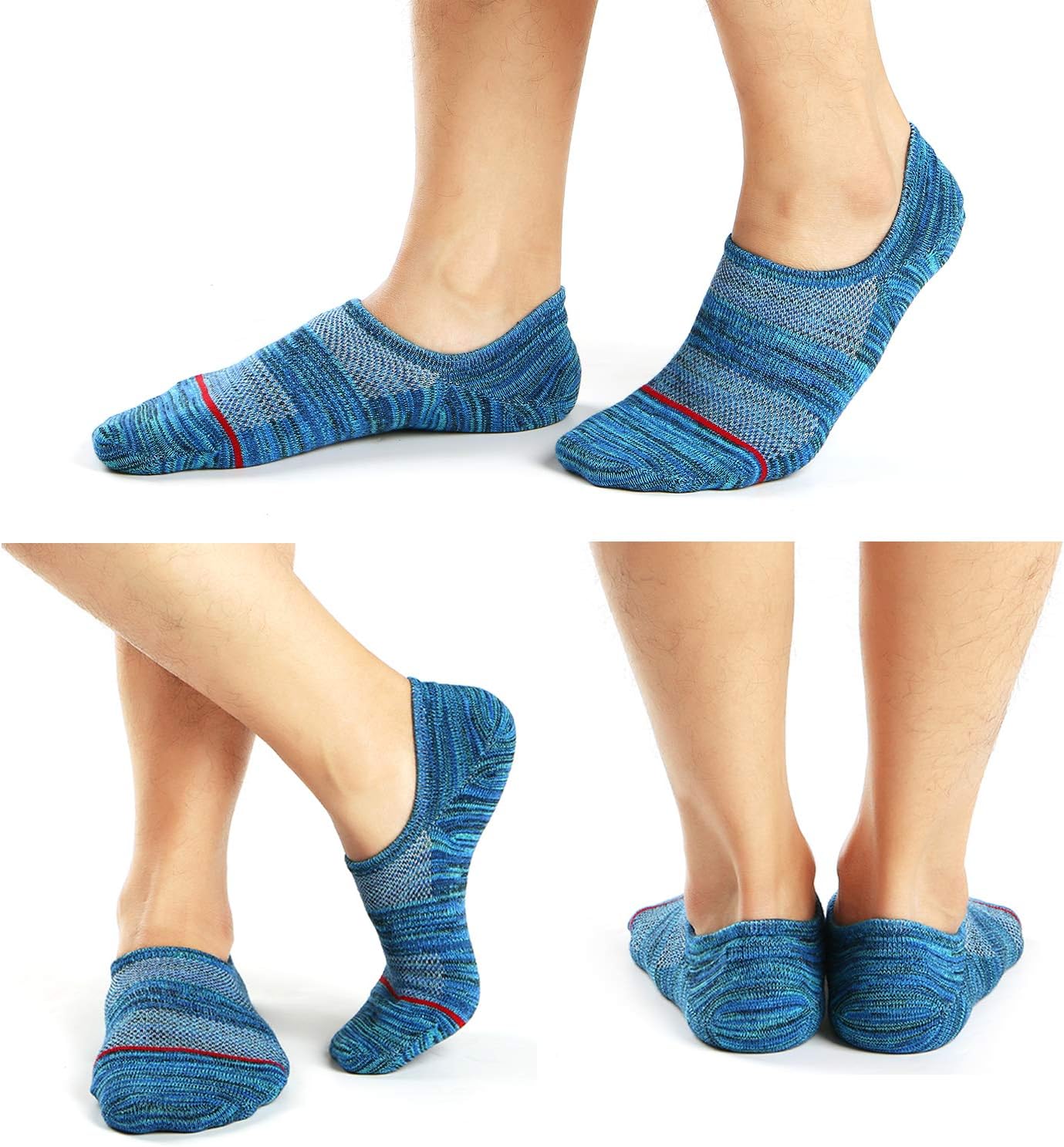 Mens No Show Socks Low Cut Casual Invisible No See Athletic Cotton Sock Non-slide 6 Pairs Size M/L - Image 2