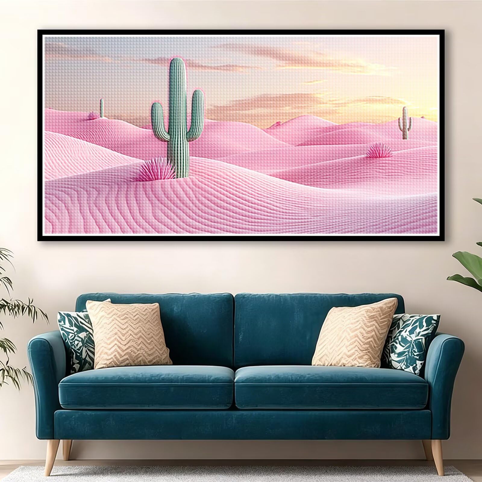 Diamond Painting Erwachsene Groß XXL 120x60cm, Landschaft Diamant Painting Bilder, 5D Kaktus Diamond Art Eckige Steine, DIY Crystal Stickerei Kreuzstich Bastelset für Deko Wohnzimmer Geschenke 0J-951