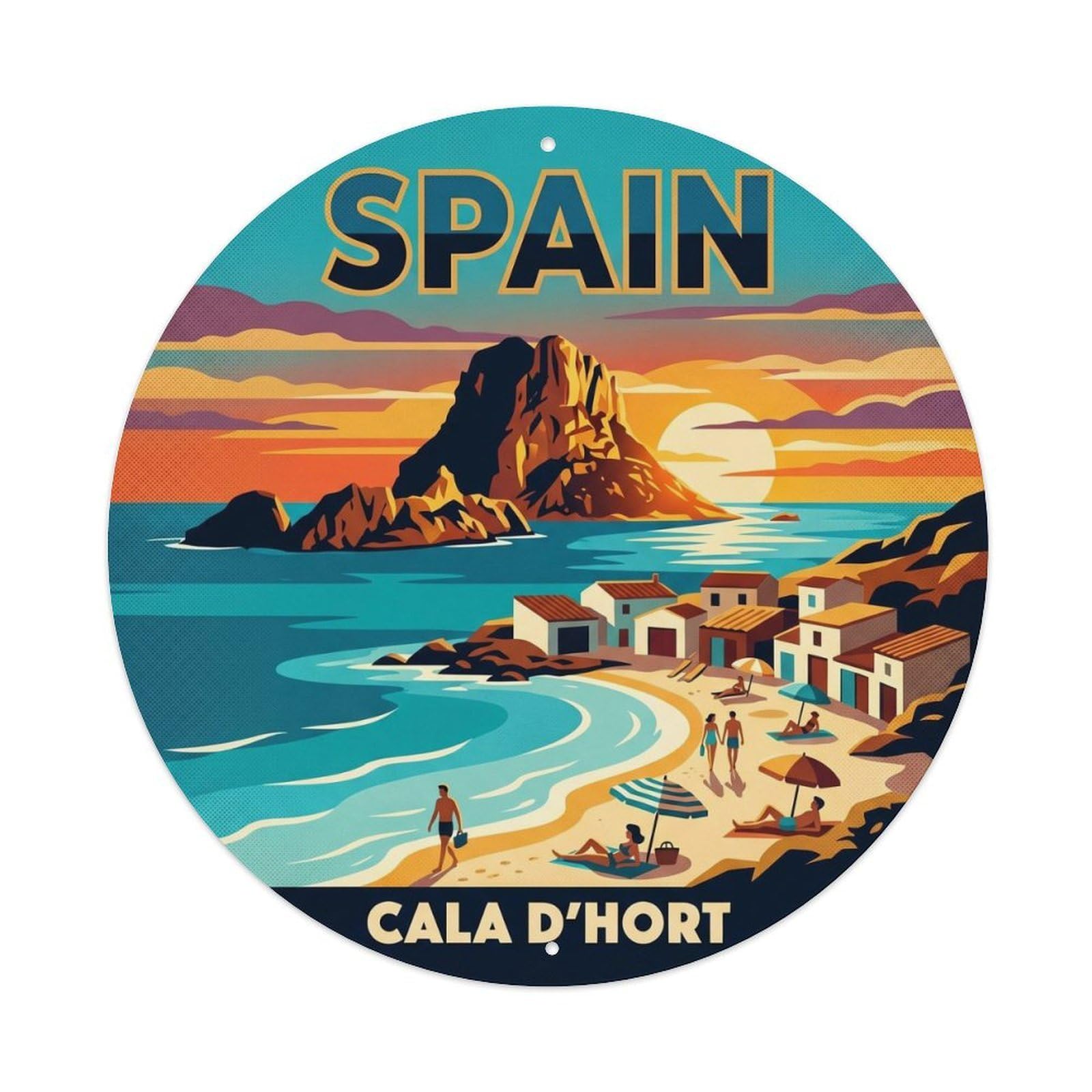 Ibiza Cala DHort Spain Beach Travel Destination Metal Tin Sign