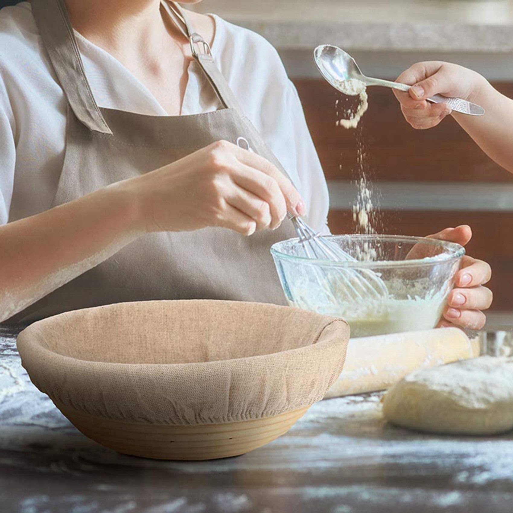 25X Okrągły Kosz do Garowania Chleba Wkładka z Tkaniny Zakwas Banneton Szmatka do Garowania Naturalny Rattanowy Kosz do Pieczenia na Kosz