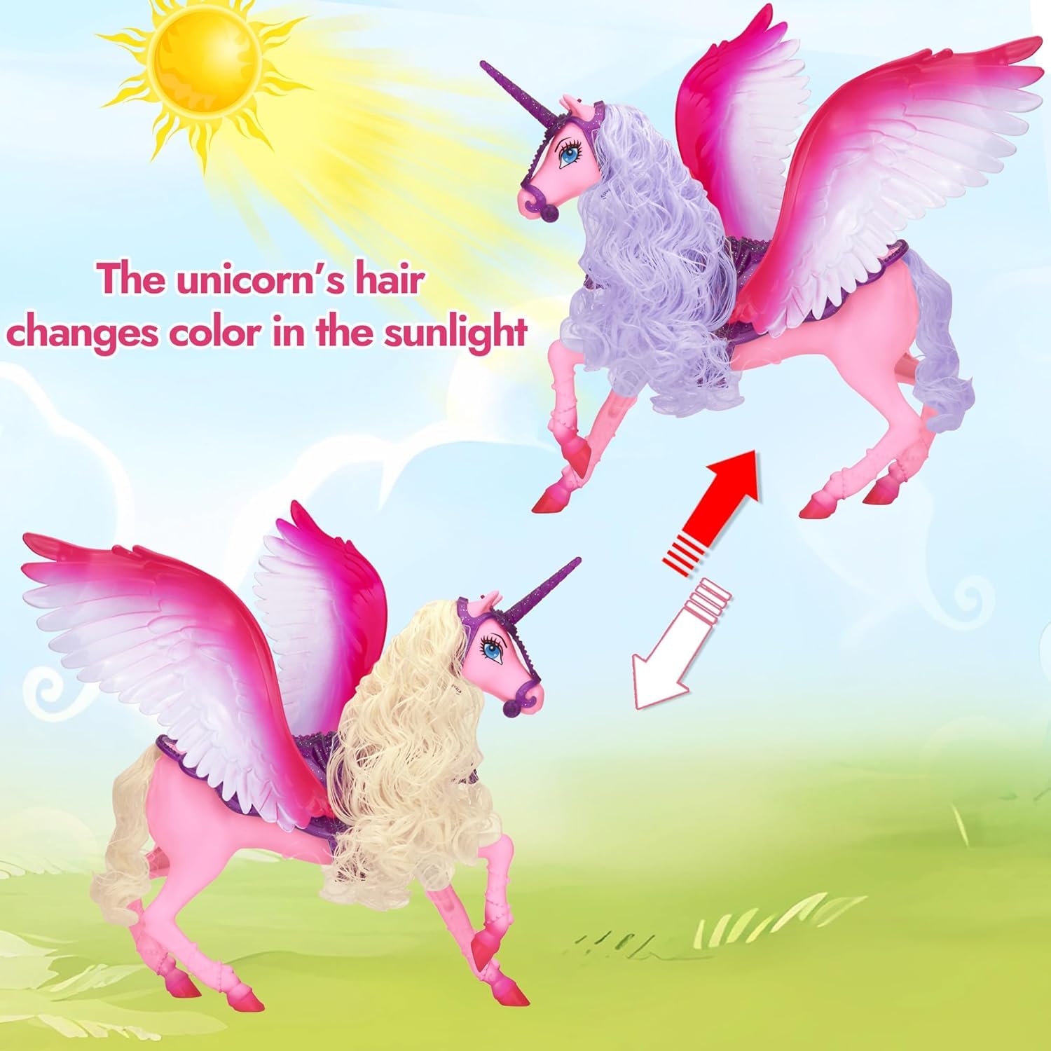 Snapklik.com : Yellow River Color Changing Unicorn Toys& Princess Doll ...