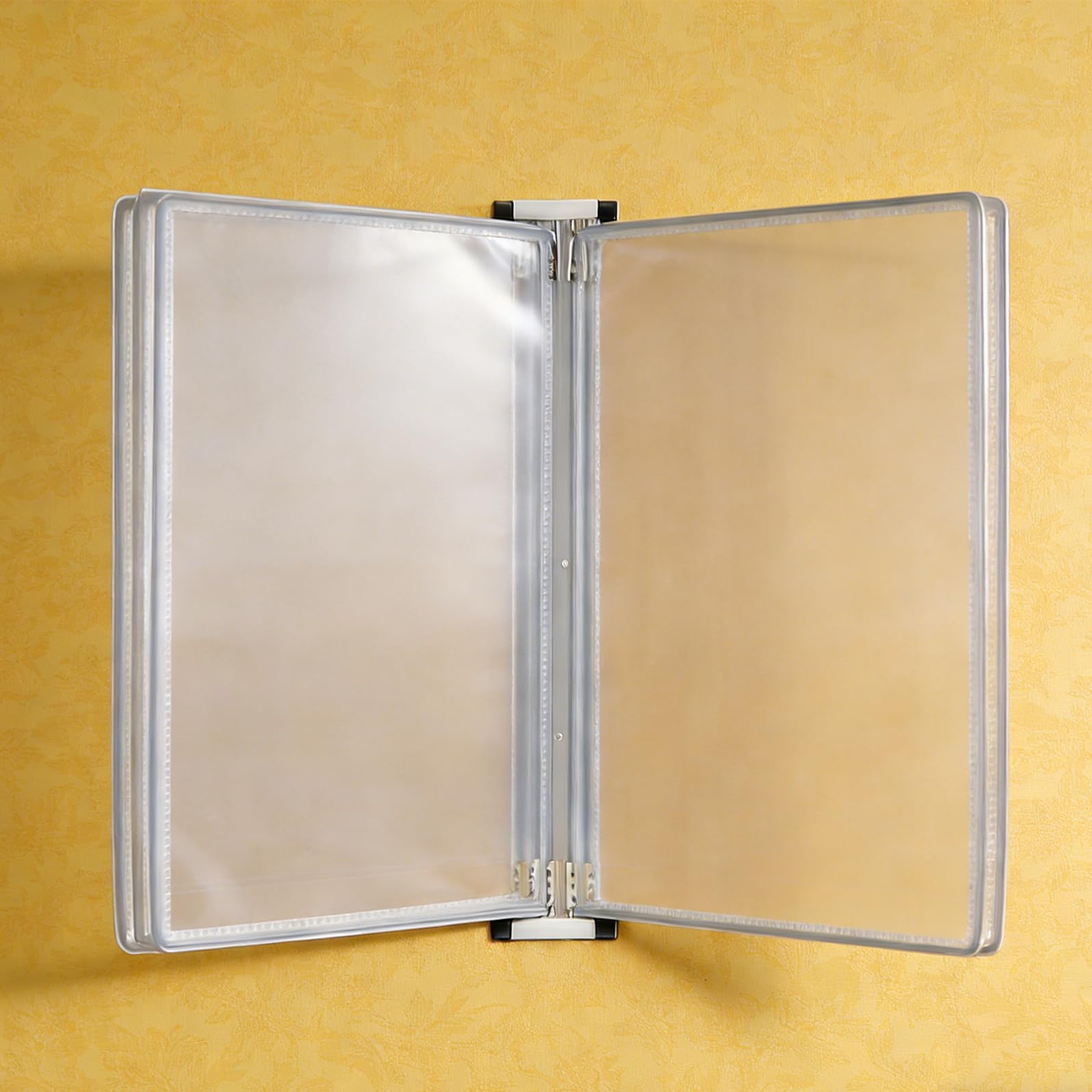 Lurrose Organizzatore di File da Parete A4 5 Tasche Ribaltabili, Porta Cartelle in Ferro e Pvc Grigio, Espositore per Documenti Salvaspazio per Uffici e Sale Riunioni