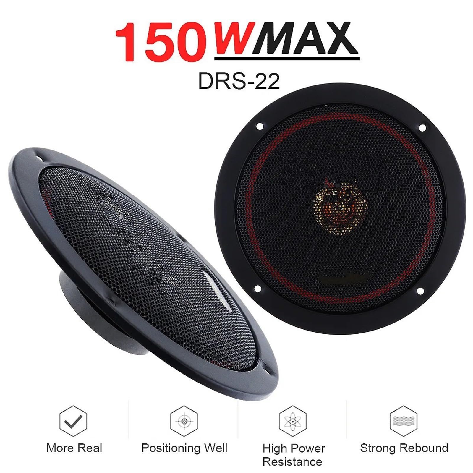Głośnik Głośnik Wysokotonowy 2 szt. 6,5 cala 12 V 150 W samochodowy zestaw głośników współosiowych do drzwi pojazdu Auto muzyka stereo pełny zakres częstotliwości głośników
