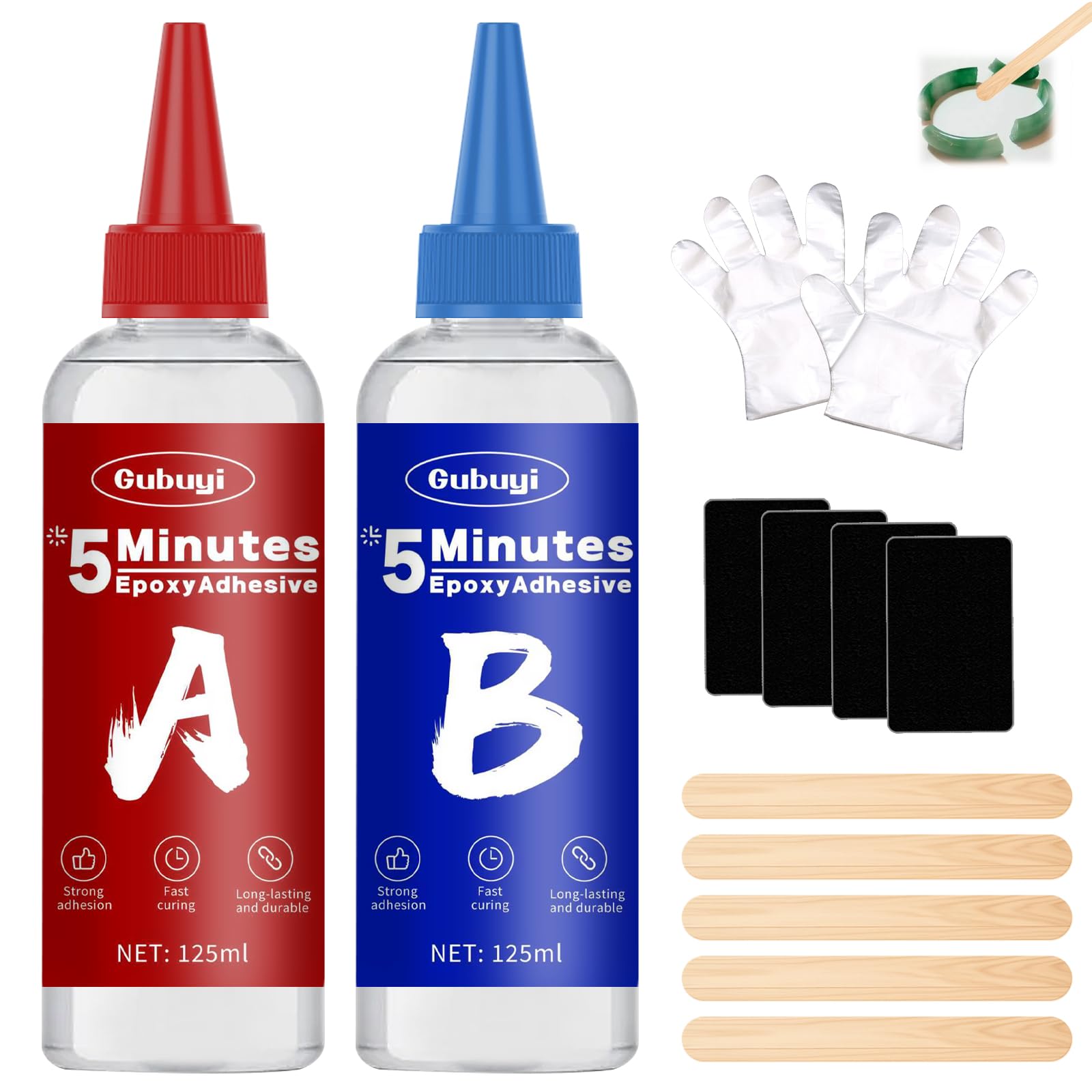 5 Minutes Colle Epoxy, Colle Epoxy Bi-composant, Résine Époxy Transparente à 2 Composants, Résistante à la Chaleur, pour Bois, Plastique, Métal, Verre, Céramique autres Matériaux