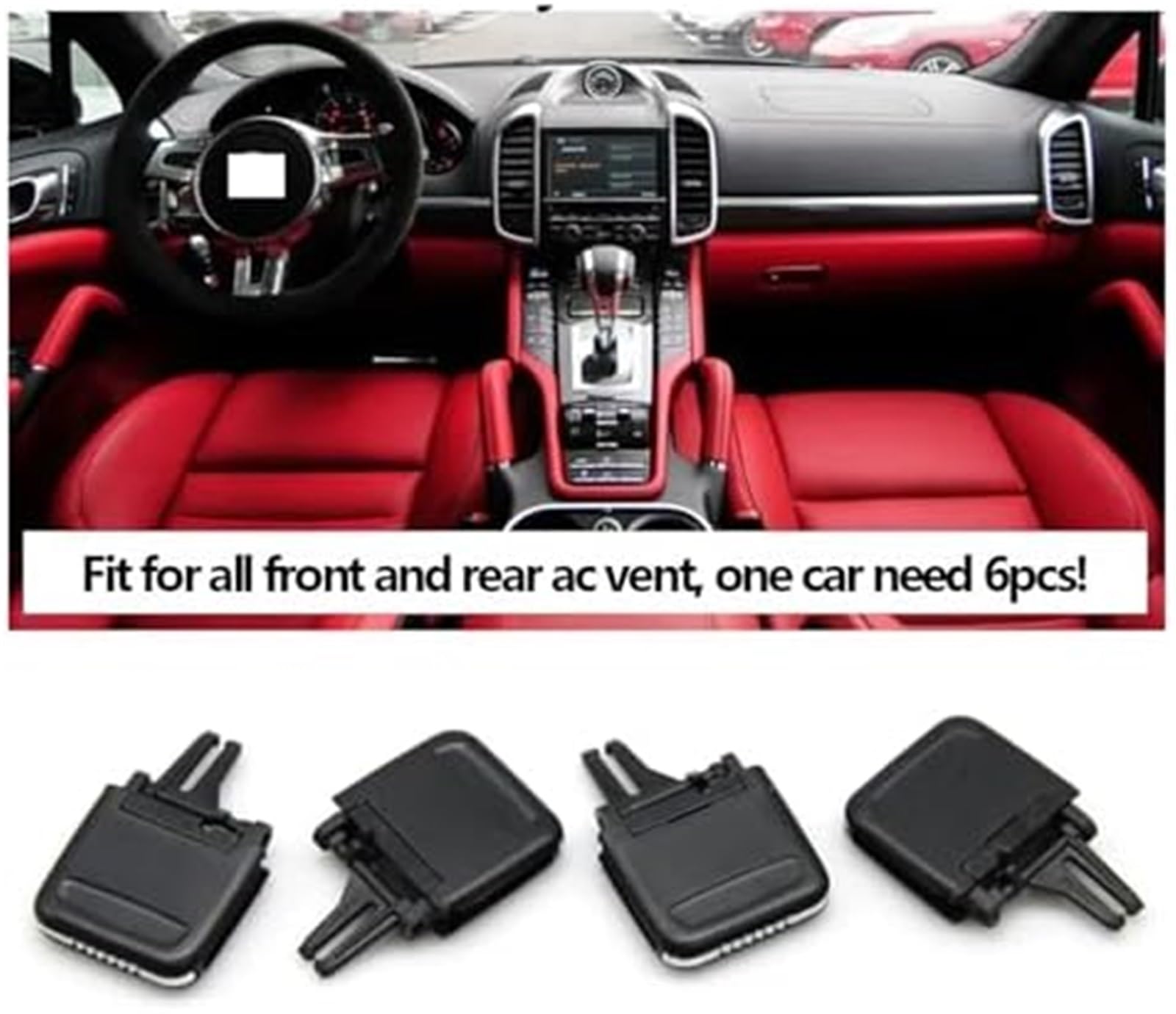 Zestaw naprawczy wylotu powietrza z tyłu samochodu Centralny nawiew na osłonę chłodnicy Ac Grille Zakładka dla CAYENNE 2010-2016 Klips do nawiewu samochodowego(BLACK 6PCS)
