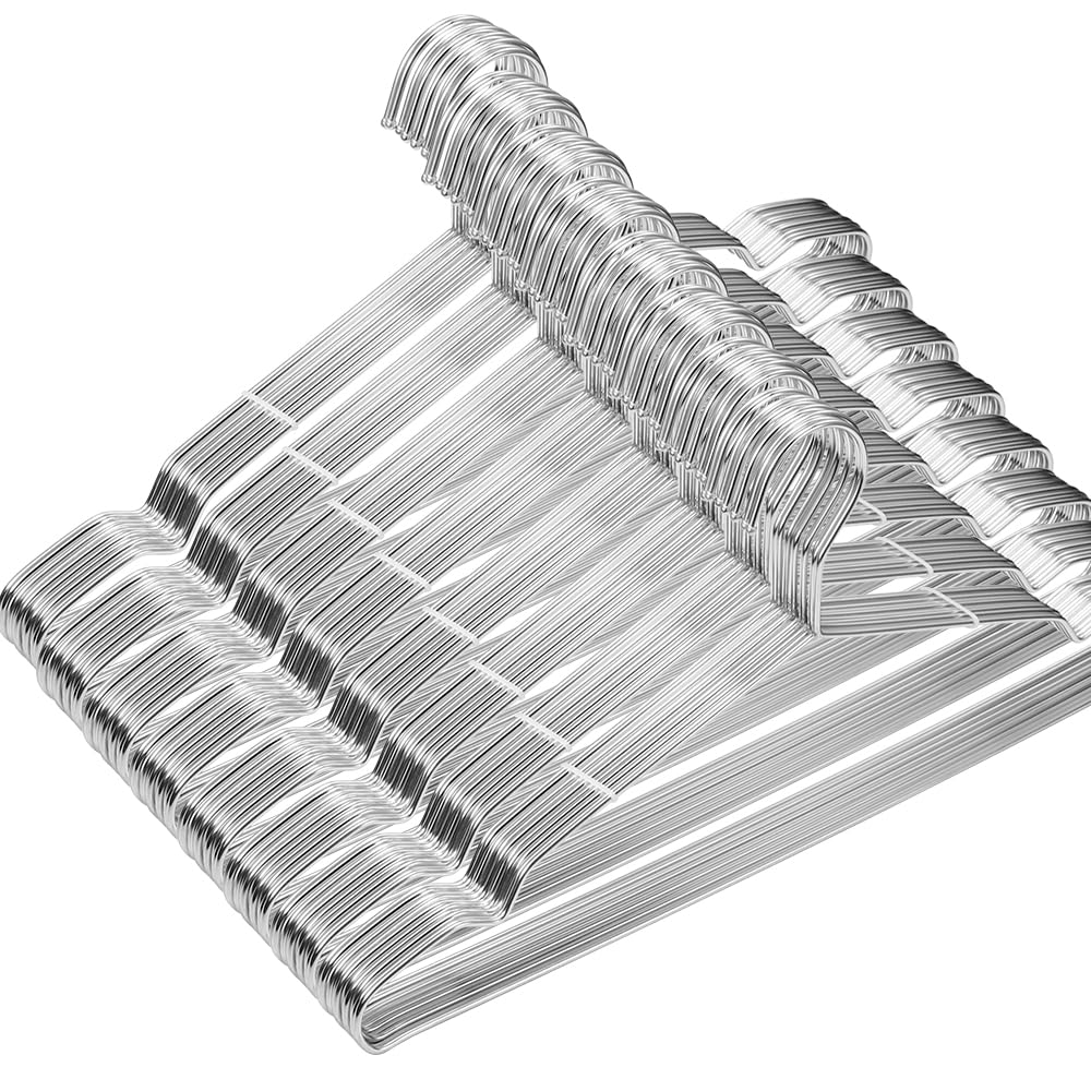 Paquete de 80 perchas de metal resistentes para armario, ganchos de alambre de acero inoxidable de 16.5 pulgadas WYCQKL