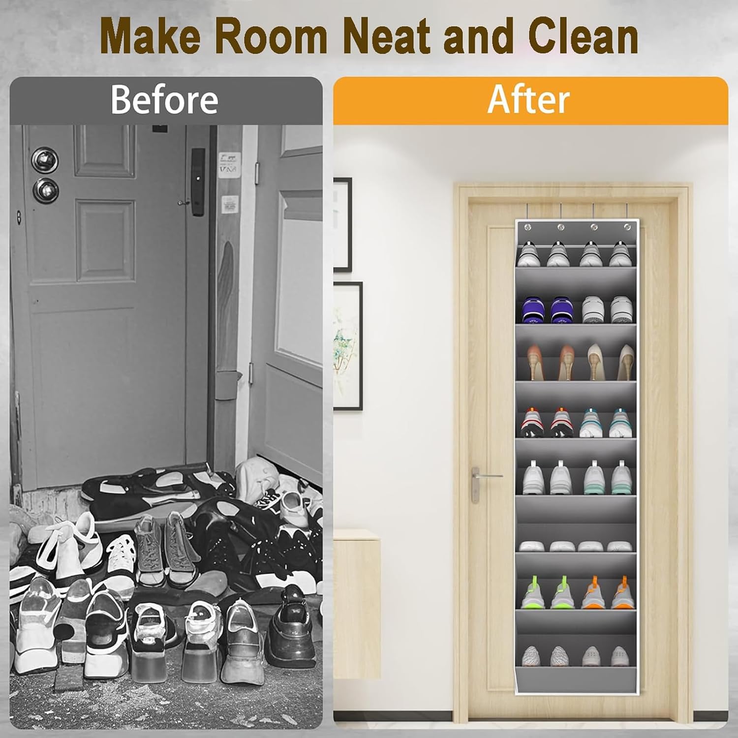 Hanging Shoe Rack Over Door, Large Capacity Shoe Organizer, 10-Tier (Gray,8 Tiers)