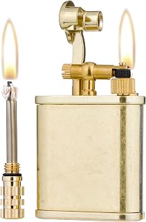 2 in 1 Lighetr Permanent Match Antique Style Lift Arm Kerosene Lighter with Permanent Match (Bronze)