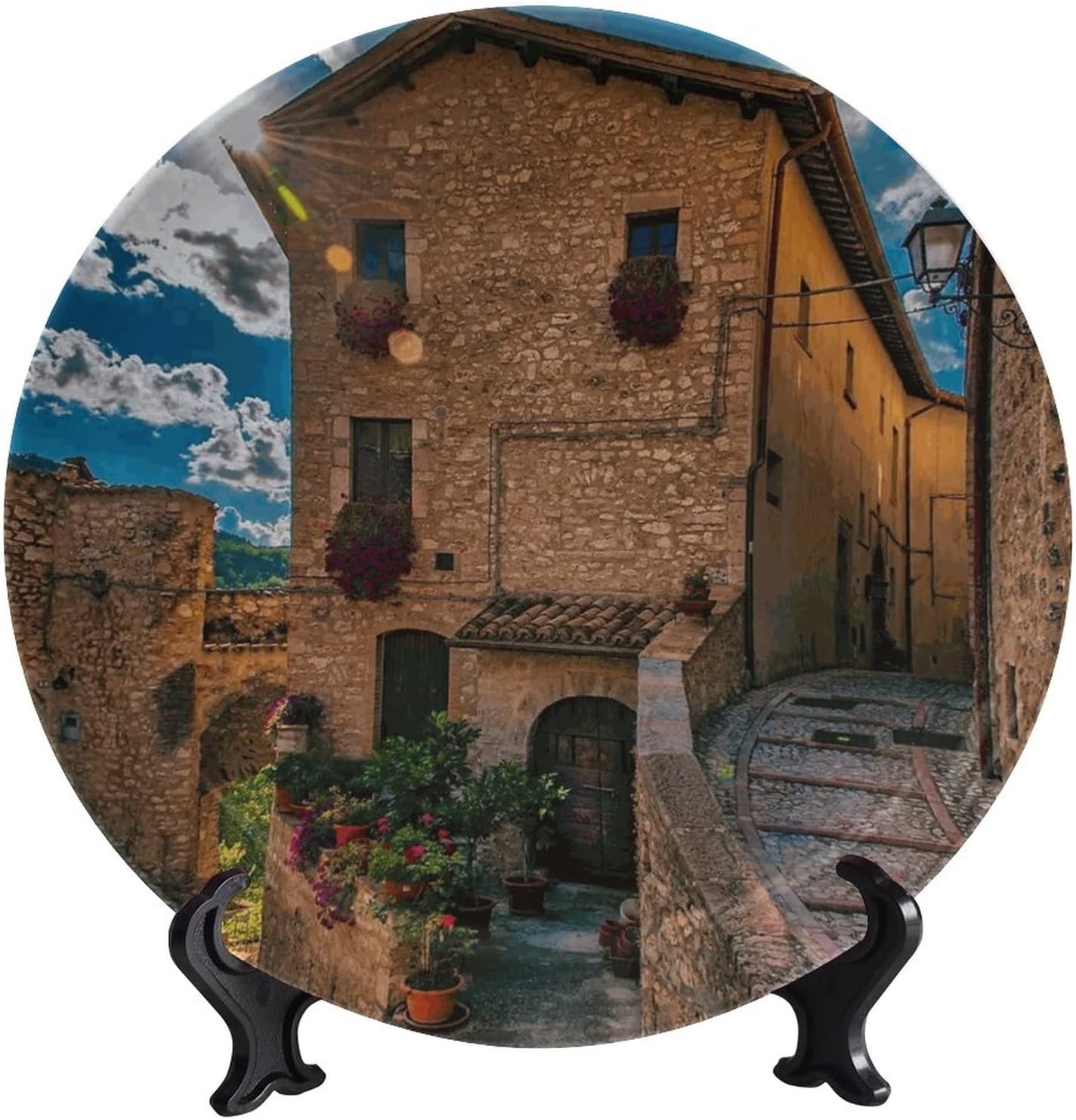 LIGUTARS Tuscany Pattern Decorative Ceramic Plate, Brick