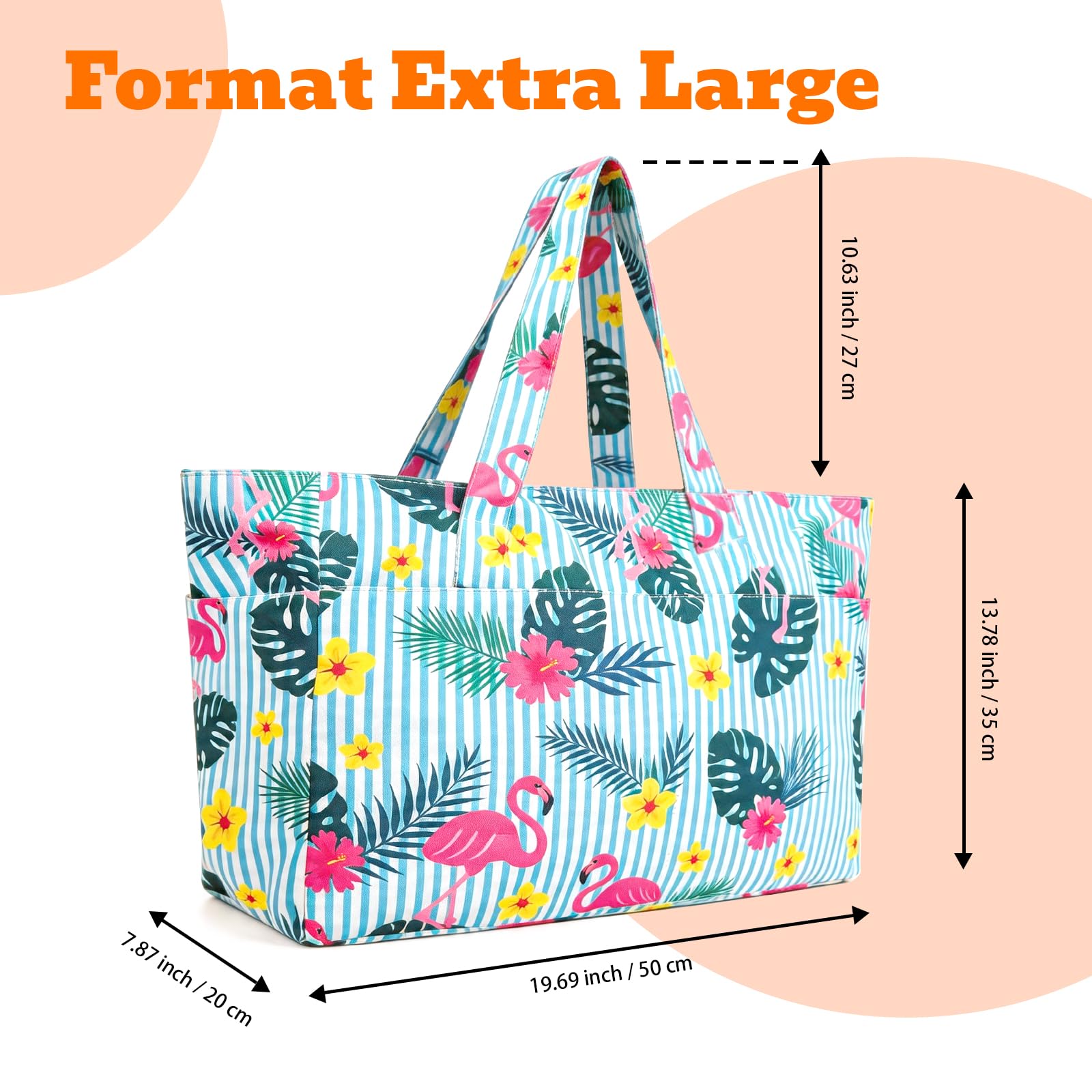 Hap Tim Sac fourre-tout de plage imperméable XXL avec compartiment humide et fermeture éclair, grande capacité, sac de voyage, léger, pliable, pour femme, pour la natation, le shopping, la salle de