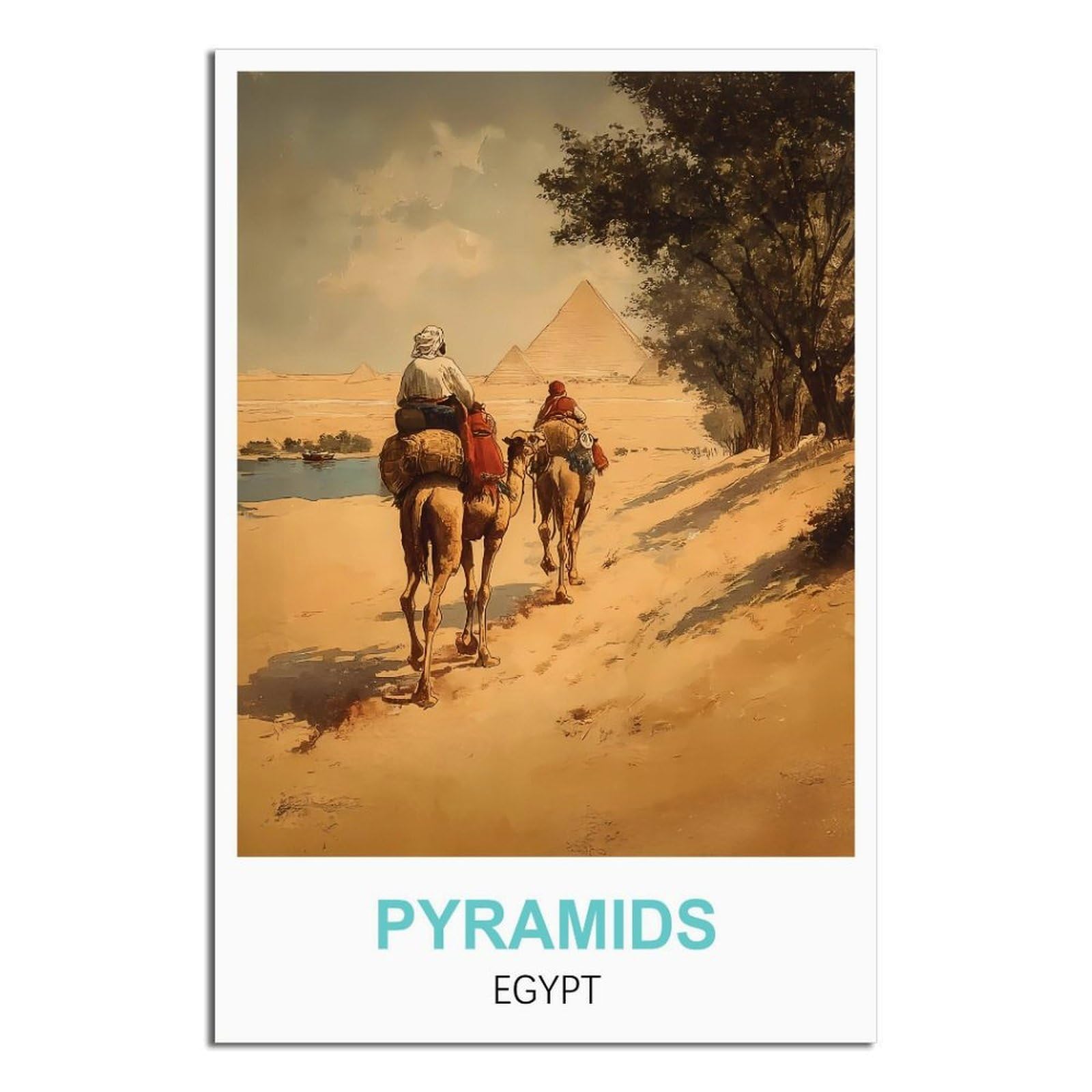 SLJGINEU Pyramids Egypt Vintage Travel Posters 08x12inch(20x30cm) Canvas Wall Art Print Modern Painting Poster for Living Room Decor