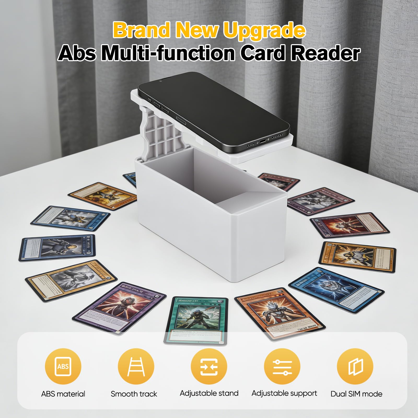 Scanner de cartes, support pour cartes à collectionner MTG/TCG - Support de téléphone portable ABS pour numériser et comparer les prix, hauteur réglable et compatible avec ManaBox et toutes les
