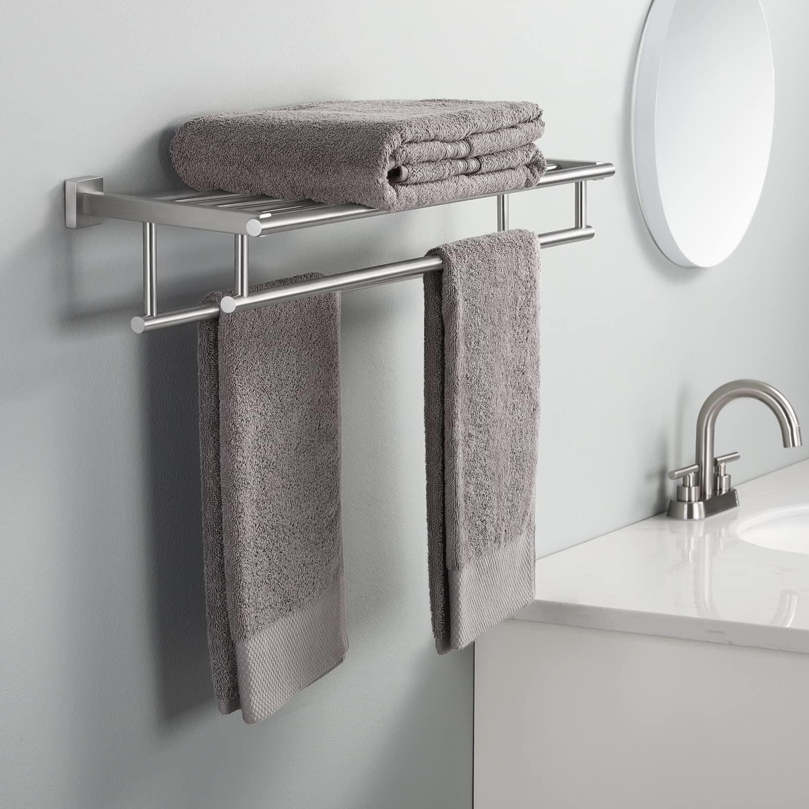 Porte-Serviettes Sur Pied KES - Acier Inoxydable 18/8 - Base Lourde 2.5kg - 2 Barres - BTH231-2