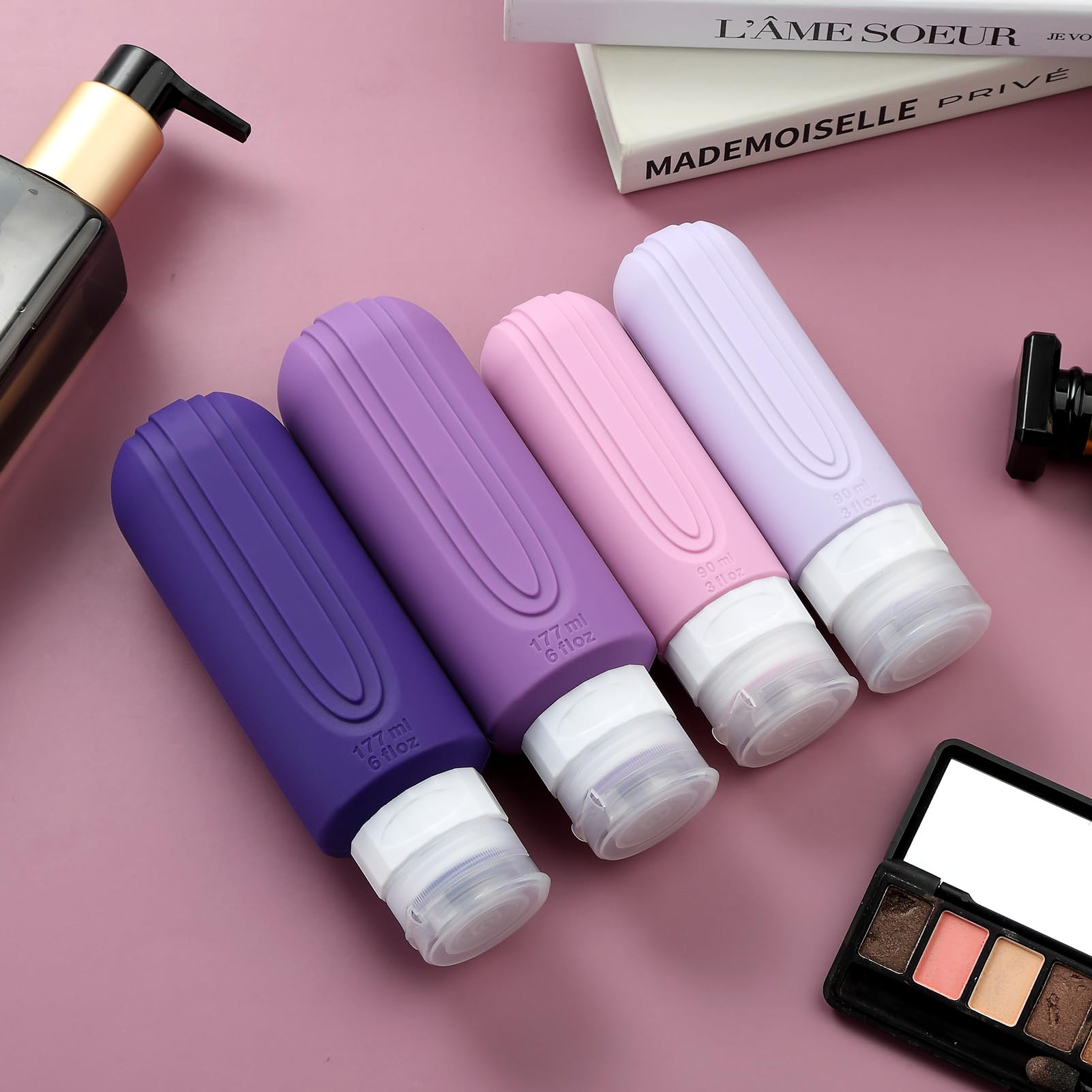 Mrsdry Confezione da 16 bottiglie da viaggio per articoli da toeletta, contenitori da viaggio in silicone oversize per articoli da toeletta, a prova di perdite, ricaricabili per shampoo e balsamo
